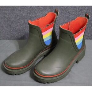Boden Bamburgh Wellington Boots Women UK3 US5‎ Green Rainbow Stripe Ankle Length